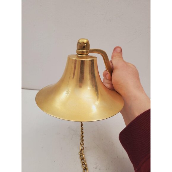 Large Vintage Brass Dinner Bell Wall Mount Decor - Brass Bell , Brass Bell - Picture 7 of 10